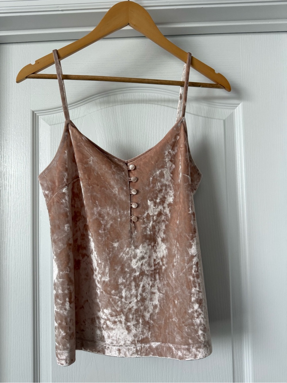Lucky Brand Blush Pink Crushed Velvet Button Front Cami Tank Top Small